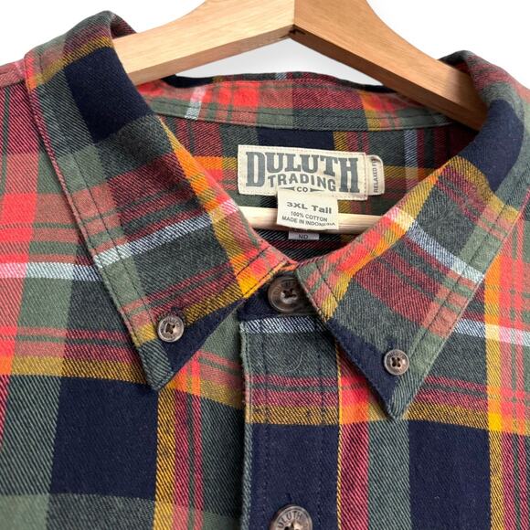 Duluth Trading Co Orange Free Swingin' Flannel Relaxed Fit Shirt Men's Size 3XLT - Picture 5 of 10
